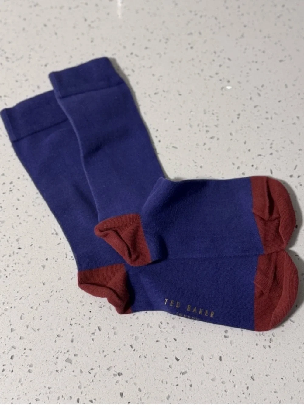 Ted Baker Men’s Dress Socks Blue Burgundy Colorblock Crew Cotton Blend OS